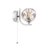 Cradle 1 Light Wall Light Polished Chrome With Closed Organic Smoked Glass with turned on light