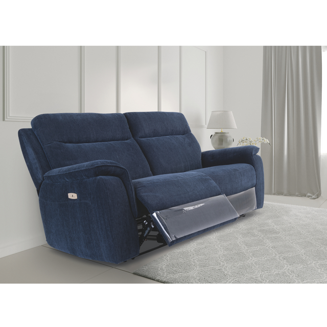 Delilah 3 Seater Sofa Fabric Electric Recliner Blue