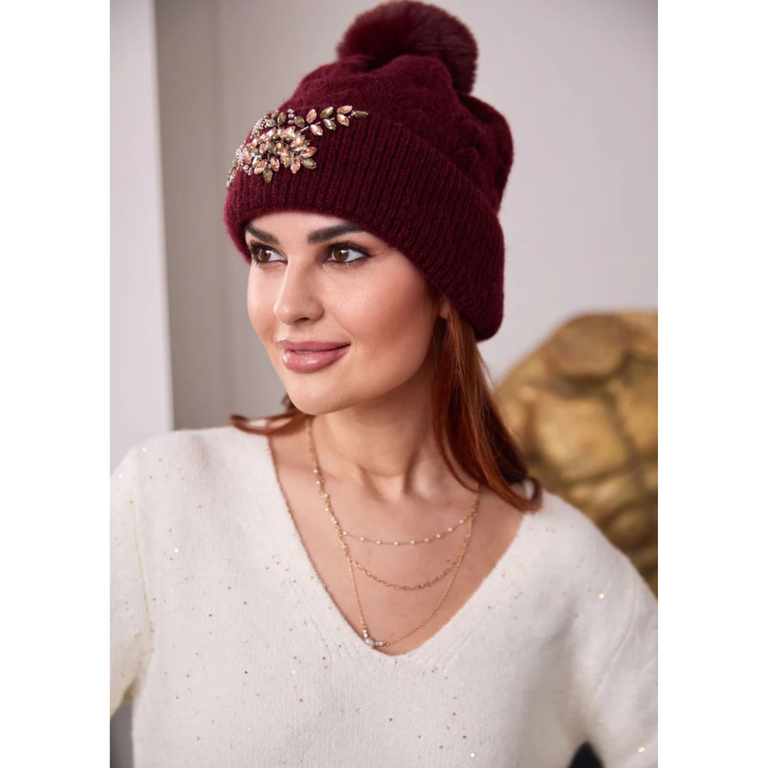 Diamante Hat Burgundy – Sparkling Winter Style | Warm Hats Gift