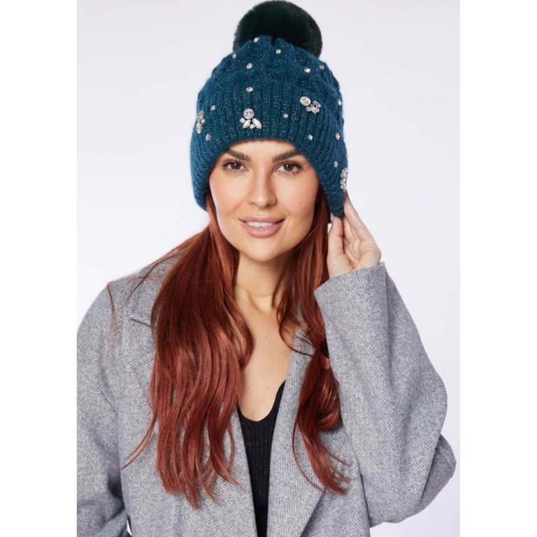 Diamonte Hat Teal – Chic Winter Hat from Warm Hats Collection