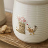 Hen House Lane Canister – Wellies & Hens close view picture of the design