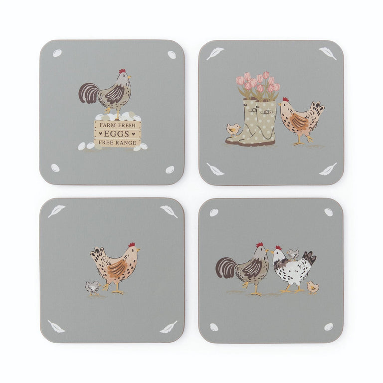 Hen House Lane Set of 4 Coasters – Coasters & Placemats Dining