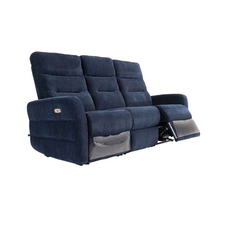 Irida 3 Seater Fabric Sofa Electric Recliner Navy Blue