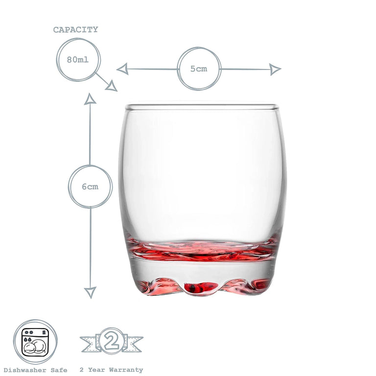 LAV Adora Coloured Shot Glasses Set of 6 – 80ml Glassware Collection