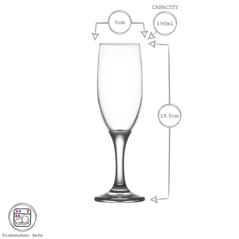 LAV Misket Champagne Glasses – 190ml Coloured Stems, Set of 6