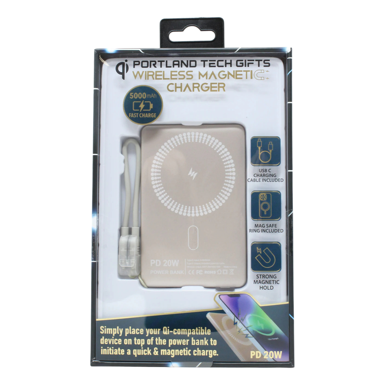 Magnetic Powerbank Charger Champagne – Fast Wireless Phone Charger
