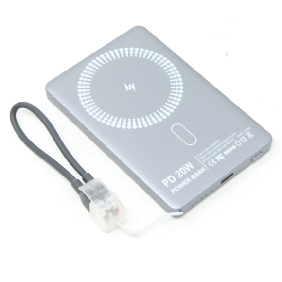 Magnetic Powerbank Charger Grey picture on the white background