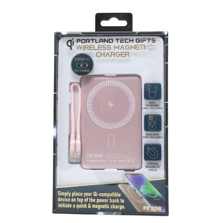 Magnetic Powerbank Charger Pink - Wireless Magnet Phone Charger