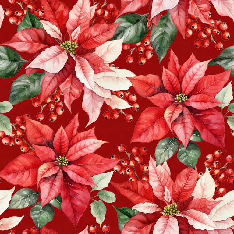 Julestjerne Antique Red Christmas Napkins 33x33 cm – Festive Napkins