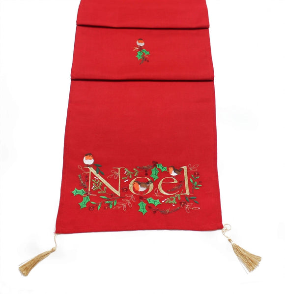 Peggy Wilkins Noel Robin Table Runner picture on the white background