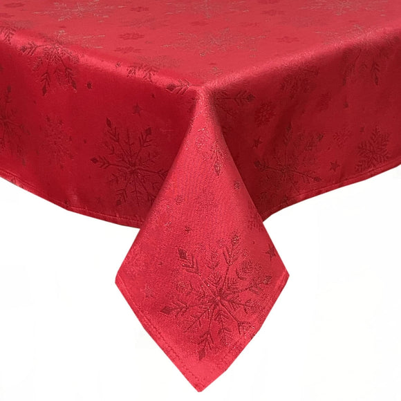 Peggy Wilkins Snow Fall Christmas Tablecloth Red picture on the white background