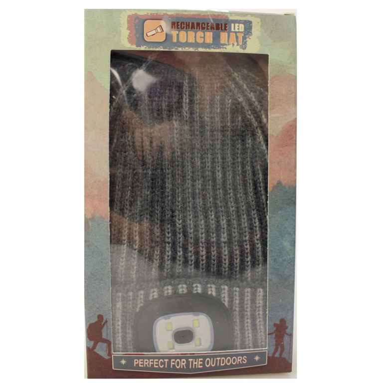 Rechargeable LED Torch Hat Grey – Light-Up Hat with Torch Gift