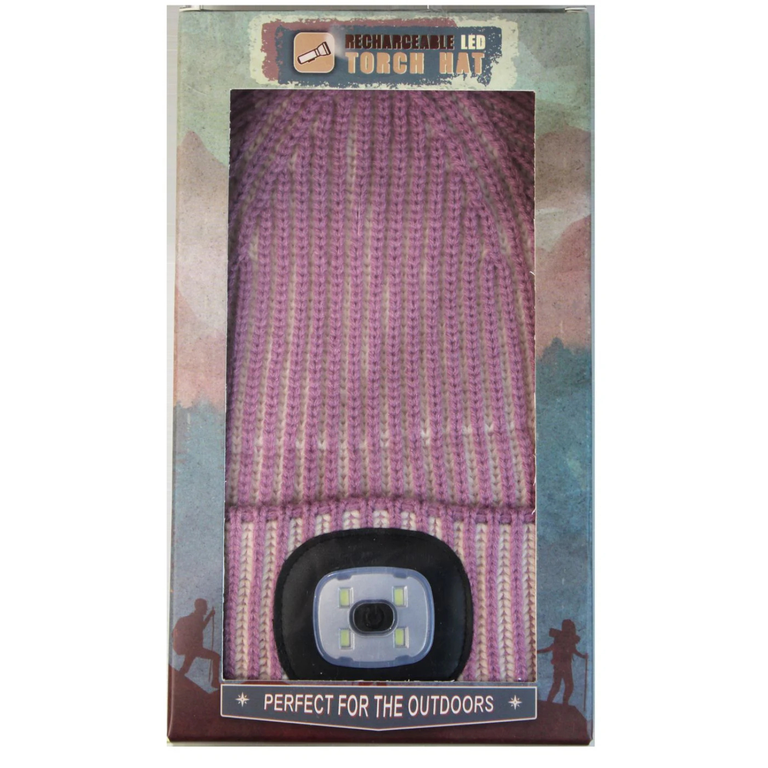 Rechargeable LED Torch Hat Mauve – Hat with Torch Gift