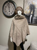 Taupe Poncho With Faux Fur Collar life style picture