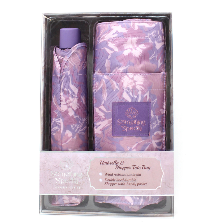 Purple Multi Umbrella and Tote Bag Set – Floral Gift Collection