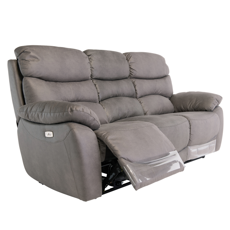 Yvette 3 Seater Fabric Sofa Electric Recliner Grey