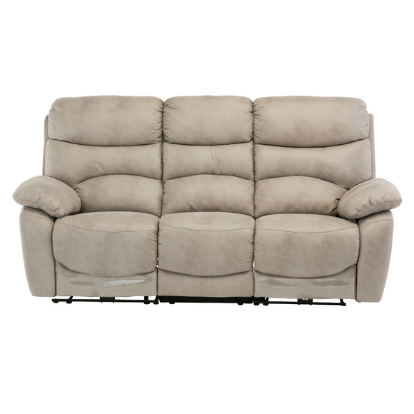 Stylish 3 seater sofa with electric recliner in natural fabric
