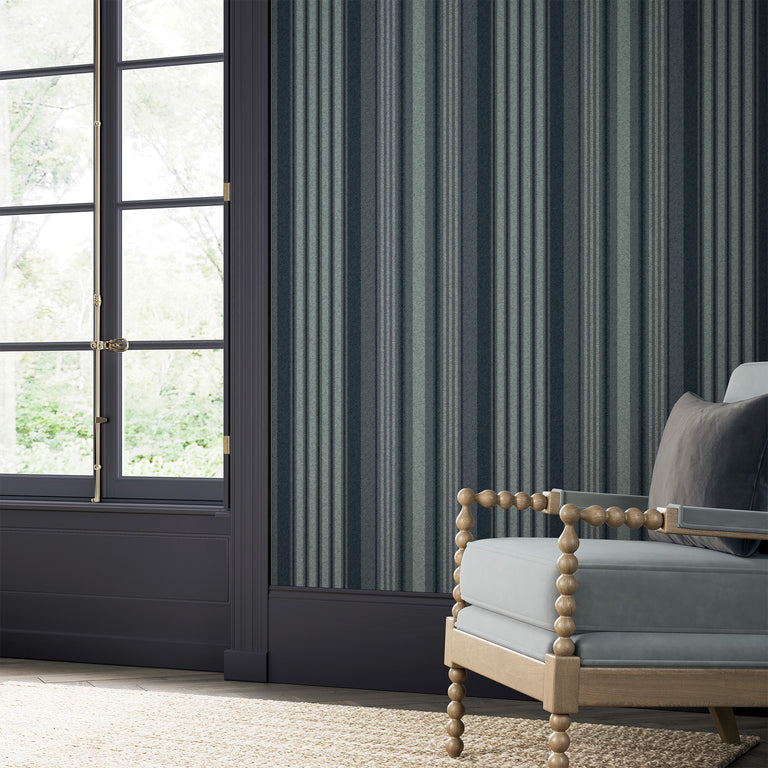 Superfresco Easy Loom Stripe Wallpaper Archival Blue - Modern Stripe Wallpaper Decor