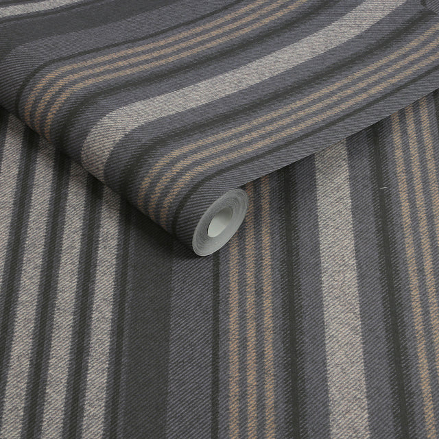 Superfresco Easy Loom Stripe Wallpaper Charcoal - Modern Wall Covering