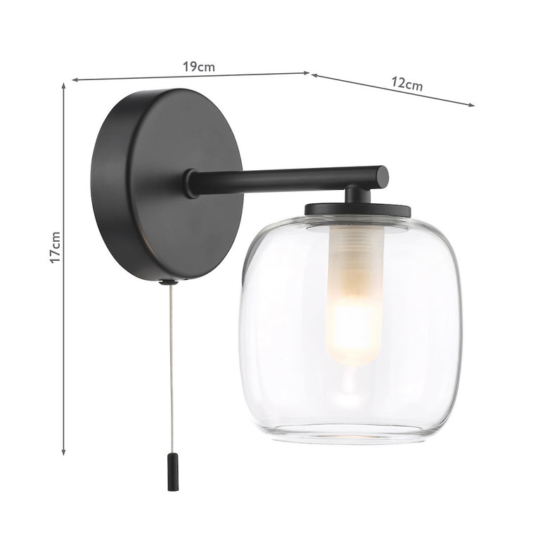 Edaline Bathroom Wall Light Matt Black - Wall Fitting & Home Decor