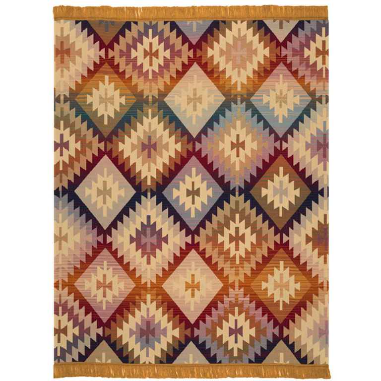 Cotton Rich Ikat Diamond Throw 140X180cm Multi - Soft Furnishings Blanket