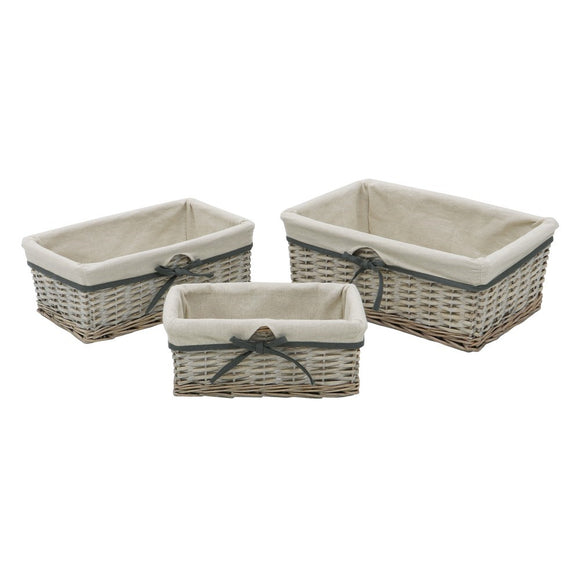 Bautiful set of 3 Arianna Rectangular Willow Storage Baskets