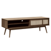Wooden tv stand Barrali TV Lowboard Smoked Oak with rattan details

