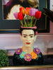 Artisan ceramic vase-inspired Ceramic Mexicana Bust Vase with Frida Kahlo charm

