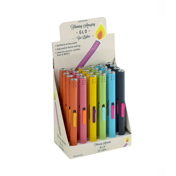 Glo Refillable Gas Lighter in six vibrant colours