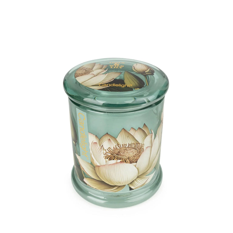 Candle Lotus & Wild Lily in Large Glass Lidded Jar