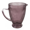 Elegant large glass jug with ridged texture in plum hue

