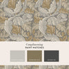 Neutral Acanthus wallpaper with bronze and silver tones