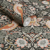 William Morris Strawberry Thief Charcoal pattern with deep background