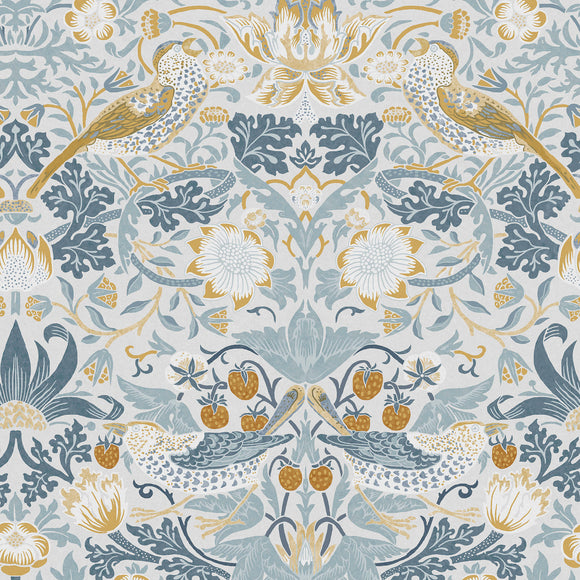 William Morris Strawberry Thief Soft Blue wallpaper design