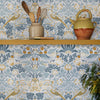 Elegant Strawberry Thief Soft Blue wallpaper by William Morris