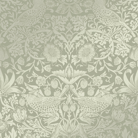 William Morris Strawberry Thief Fibrous Sage wallpaper design