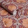 William Morris Pimpernel Plum pattern with floral details