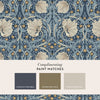 Textured Pimpernel Blue wallpaper with intricate tulip motifs