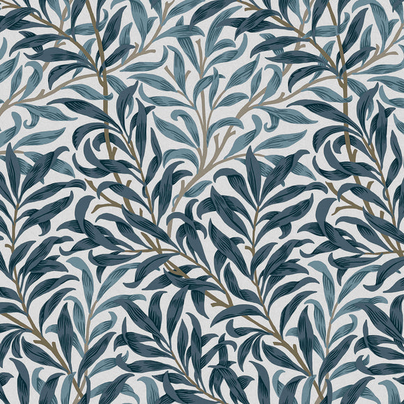 William Morris Willow Bough White and Blues wallpaper with trailing leaves