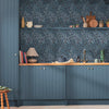 Elegant Willow Bough Deep Blues wallpaper featuring dusky navy and teal tones