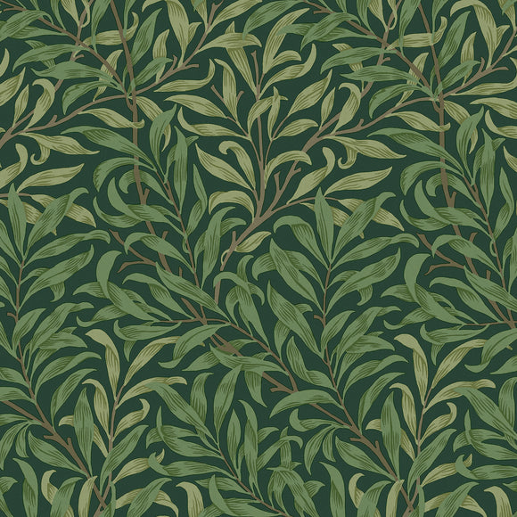 William Morris Willow Bough Deep Green wallpaper with trailing leaves