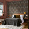 Classic Blackthorn Charcoal and Burnt Orange wallpaper by William Morris