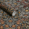 Elegant William Morris Blackthorn wallpaper in charcoal and burnt orange
