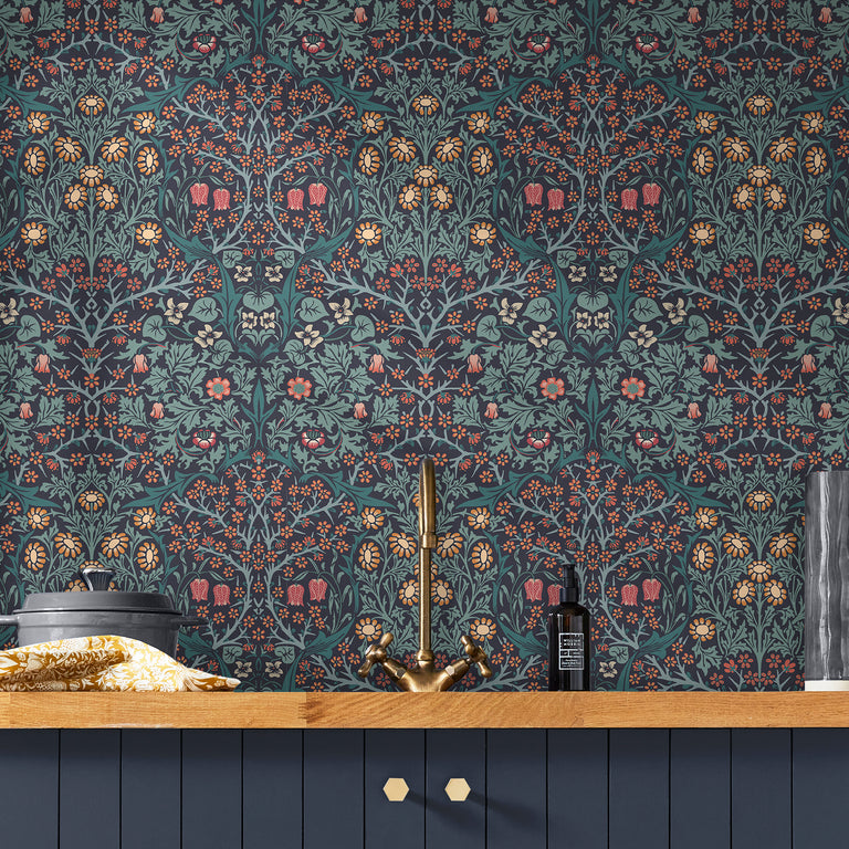 William Morris Wallpaper Blackthorn Navy