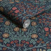 Classic William Morris Blackthorn Navy wallpaper in rich blue tones