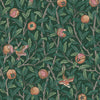 William Morris Bird and Pomegranate Deep Green wallpaper featuring vibrant design
