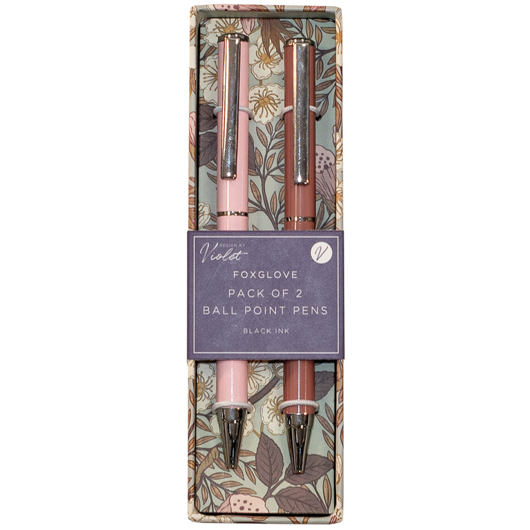 Foxglove 2 Pack Ball Point Pen In Sage Gift Box - Elegant Giftware Collection