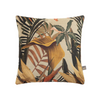 Beige scatter cushion with tropical theme, 43x43cm.