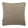 Elegant cushion featuring textured jacquard fabric in gold and black.