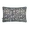 Elegant cushion with dimensional jacquard design in blue and silver.